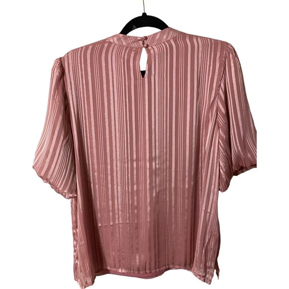 Poppi Womens X-Large Mauve Blouse Sheer/Lined Short Balloon Sleeve NWT - Picture 2 of 8